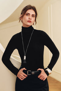Freja Petite Cashmere Blend Turtleneck - Black