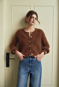 Bellamy Petite Mohair Cardigan - Brown