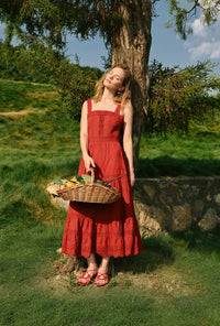 Petite Studio's Clarabel Cotton Midi Dress in Red