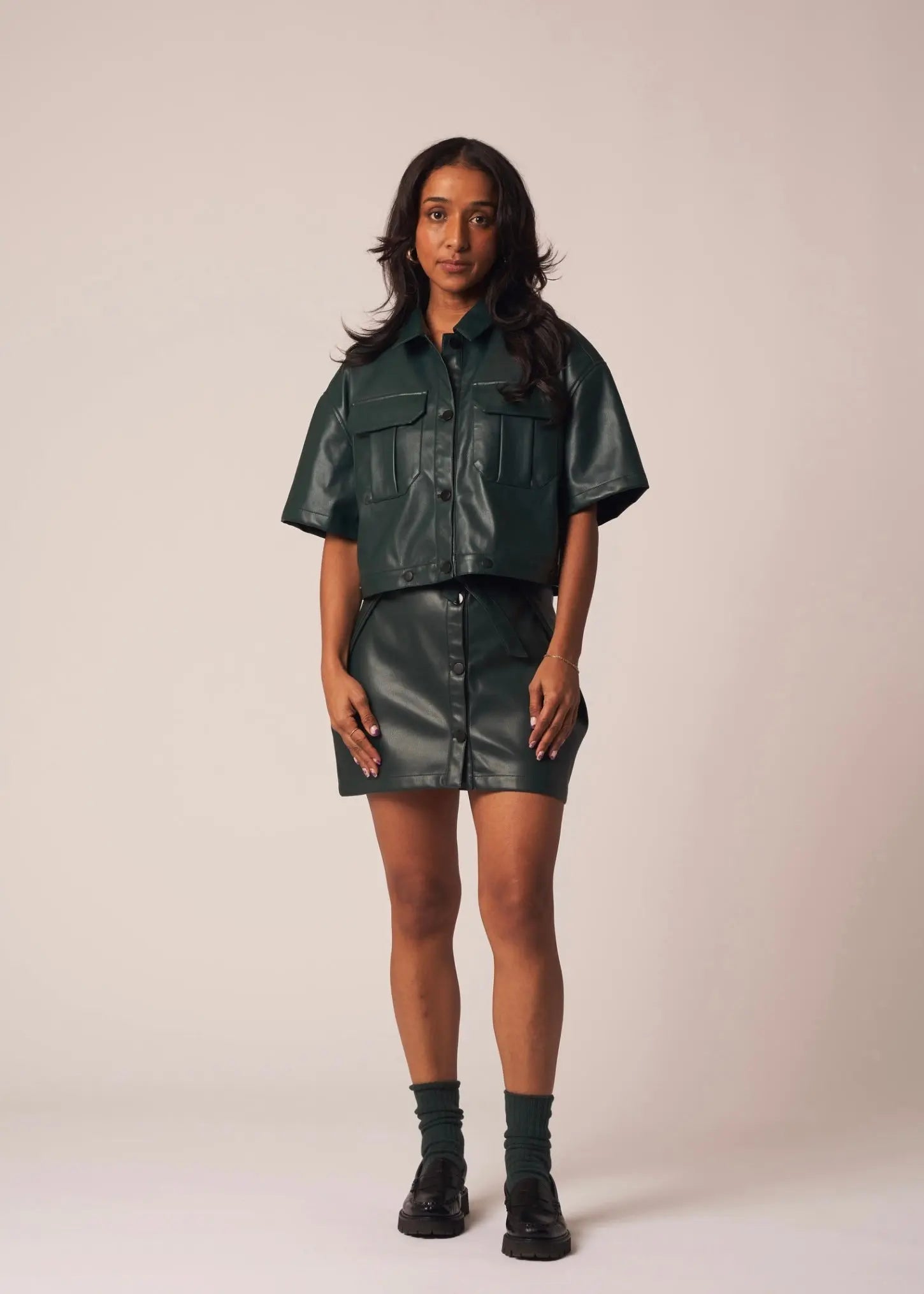 petite shirt dress Petite Dress/ Leather 4:1 Shirt Dress M / Sea Moss Green