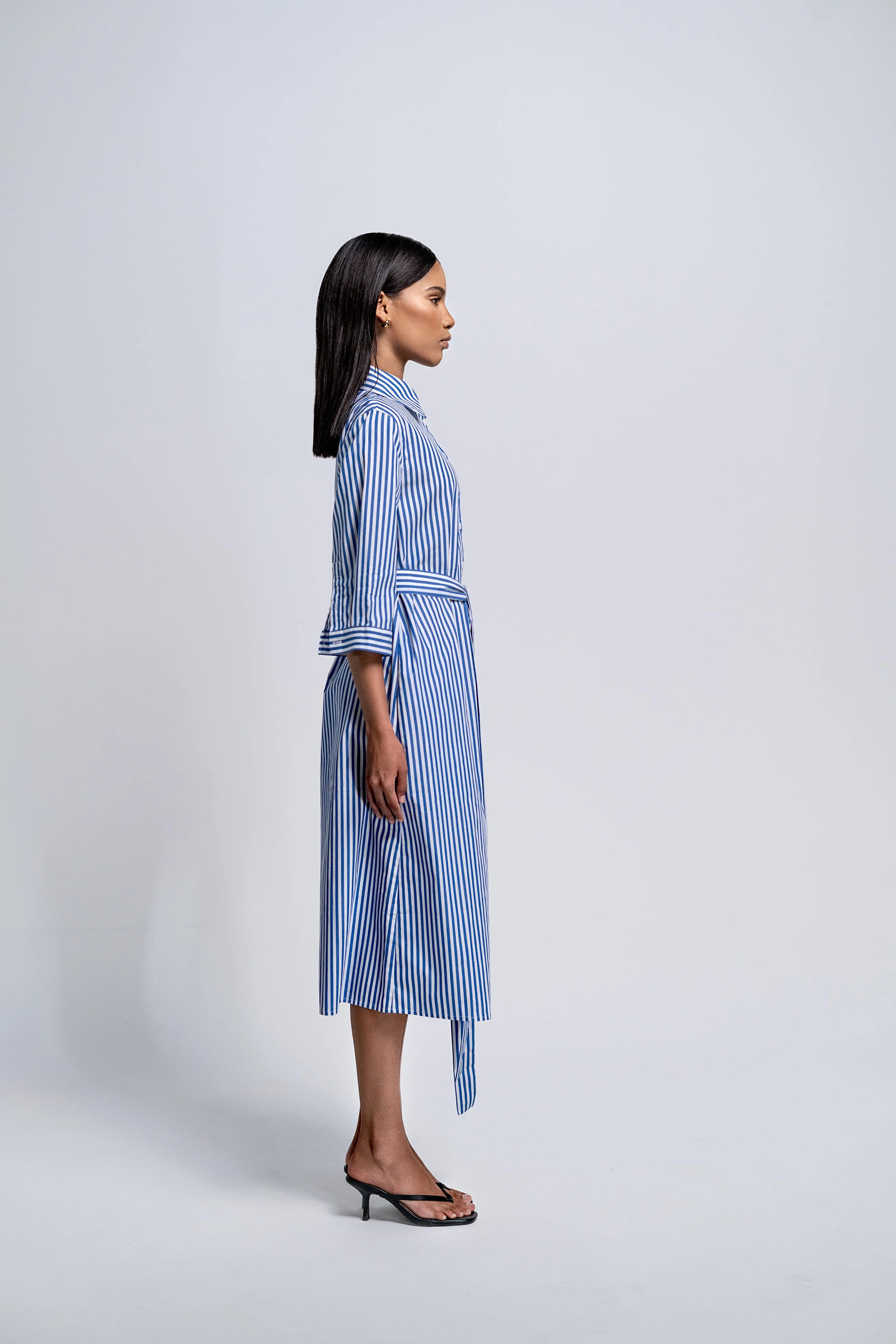 Petite Riviera Stripe Shirt Midi Dress | Women's Petite Dresses 4'11.1-5'2.6